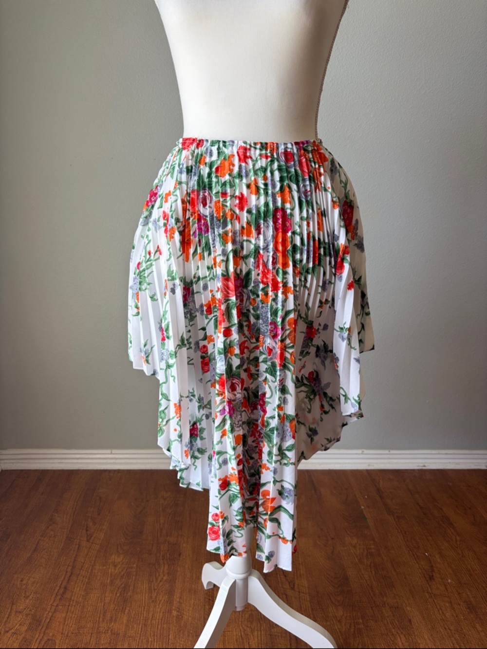 Floral Pleated Accordion Skirt